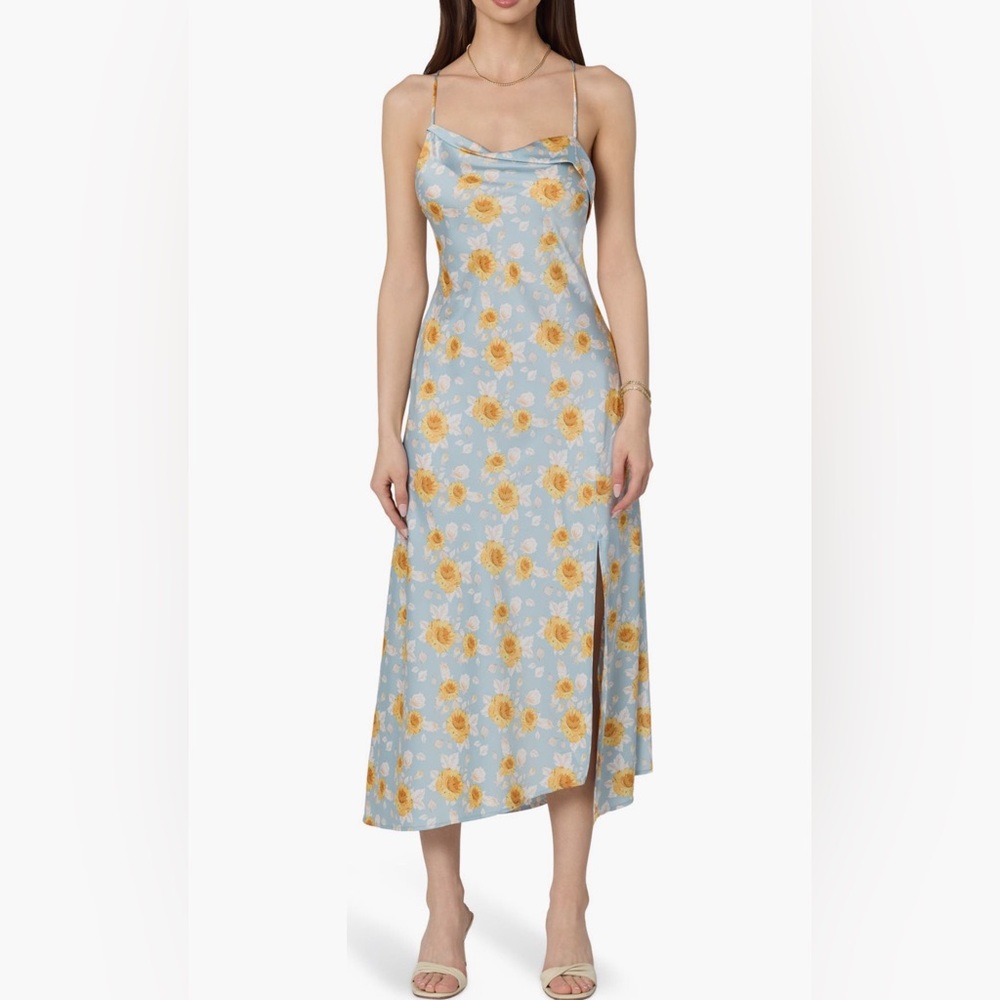 ASTR The Label Cowl Neck Floral Slip Dress